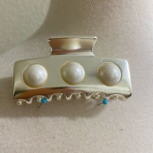 Heavy‎ Claw Clip Silver And Pearl Ball 3”